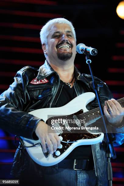 Pino Daniele performs at the Arena of Verona during the Wind Music Awards on June 7, 2009 in Verona, Italy.