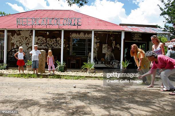 Tourists play boules at the Meerkatkolonie, an art gallery and spaza shop. Rosendal in the eastern Free State is being advertised as a tranquil...