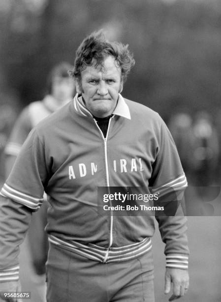 England manager Don Revie during a training session in North London prior to England's World Cup Qualifying match against Luxembourg at Wembley, 28th...