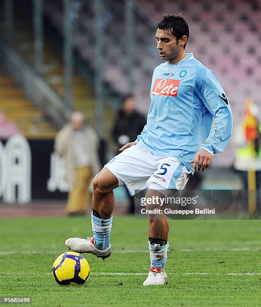 Michele Pazienza of SSC Napoli in action during the Serie A match between SSC Napoli and UC Sampdoria at Stadio San Paolo on January 10, 2010 in...