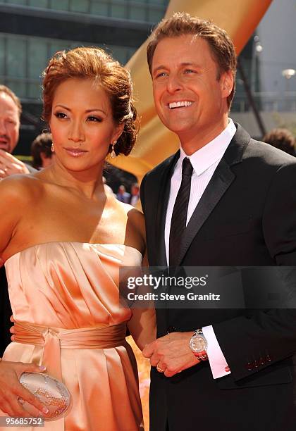 Carrie Ann Inaba and Chris Harrison arrive at the 61st Primetime Emmy Awards held at the Nokia Theatre on September 20, 2009 in Los Angeles,...