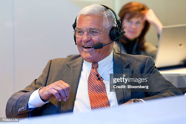 Bob Lutz, vice chairman of General Motors Co. , speaks during a radio interview on day one of the 2010 North American International Auto Show in...