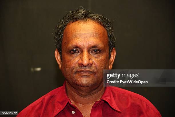 Actor of the traditional temple dance drama Kathakali after the show without costumes on December 20, 2009 in Varkala near Trivandrum, Kerala, South...