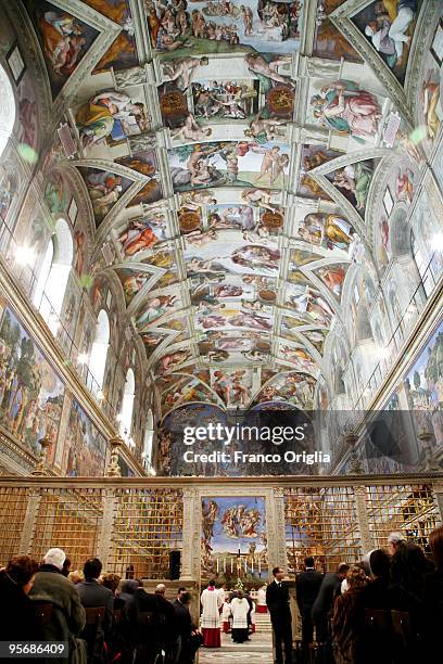 General view of Michelangelo's Sistine Chapel on January 11, 2009 in Vatican City, Vatican. The Sistine Chapel is named after his commissioner,...