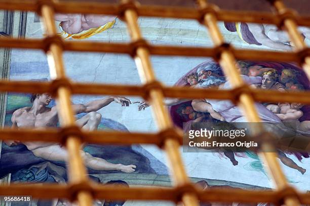 General view of Michelangelo's Sistine Chapel on January 11, 2009 in Vatican City, Vatican. The Sistine Chapel is named after his commissioner,...