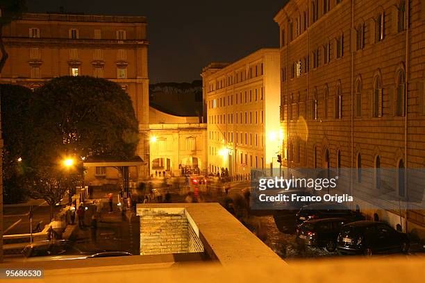 View of San Carlo Palace, Santa Marta College and the Vatican petrol station on the back of St. Peter's Basilica on May 30, 2009 in Vatican City,...