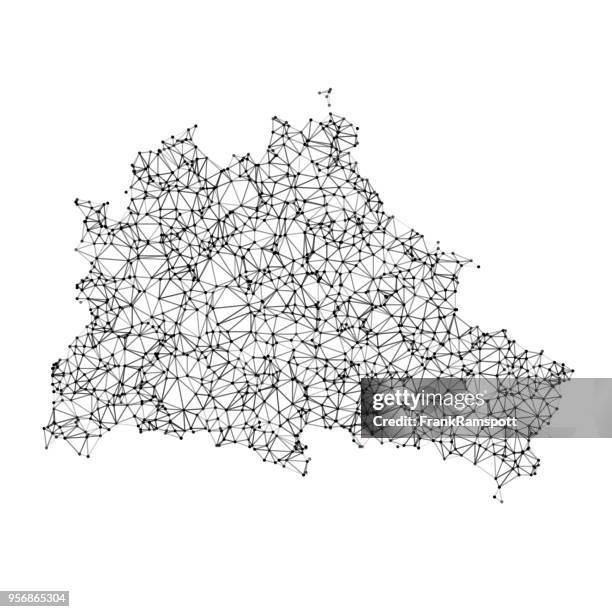 berlin map network black and white - berlin stock illustrations