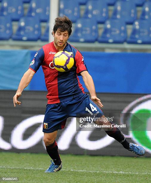 Giuseppe Sculli of Genoa CFC in action during the Serie A match between Genoa CFC and Catania Calcio at Stadio Luigi Ferraris on January 10, 2010 in...