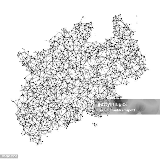 bildbanksillustrationer, clip art samt tecknat material och ikoner med norr rhine westfalia karta nätverk svart och vitt - north rhine westphalia