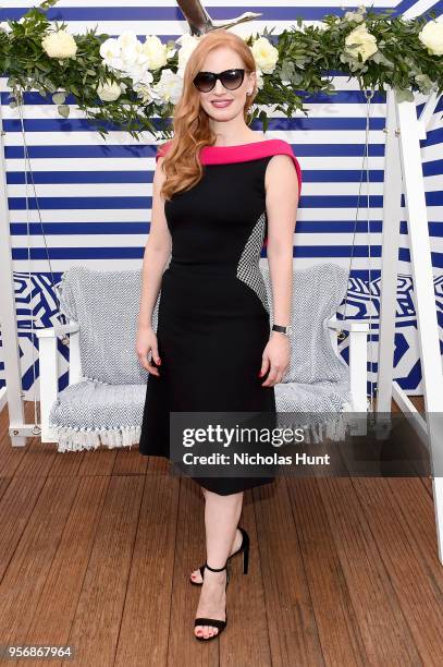 Jessica Chastain at the '355' cocktail party, with DIRECTV and The Hollywood Reporter on the Grey Goose Terrace on May 10, 2018 in Cannes, France.