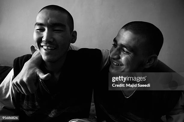 January: A drug addict gets back to health and says goodbye with other addicts at the Wadan detox program in Kabul Drug Treatment and Rehabilitation...