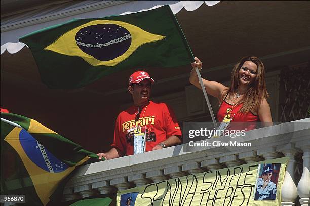 Glamour girl waves the Brazilian flag at the Formula One Monaco Grand Prix in Monte Carlo, Monaco. \ Mandatory Credit: Clive Mason /Allsport