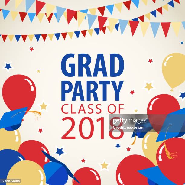 bildbanksillustrationer, clip art samt tecknat material och ikoner med klass av 2018 grad part - vimpel