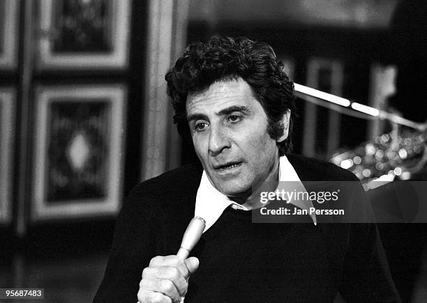 Gilbert Becaud performs live in Copenhagen, Denmark in February 1977