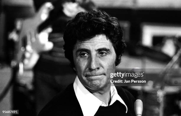 Gilbert Becaud performs live in Copenhagen, Denmark in February 1977