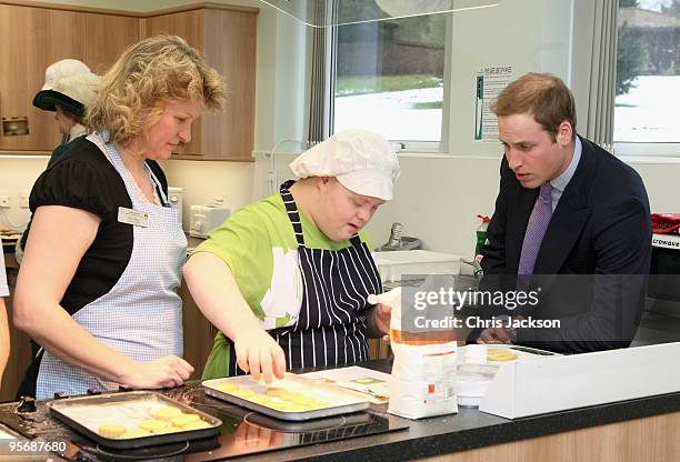 Prince William meets children at Eresby School on January 11, 2010 in Spilsby, England. The Prince opened the Life Skills centre at the school and...