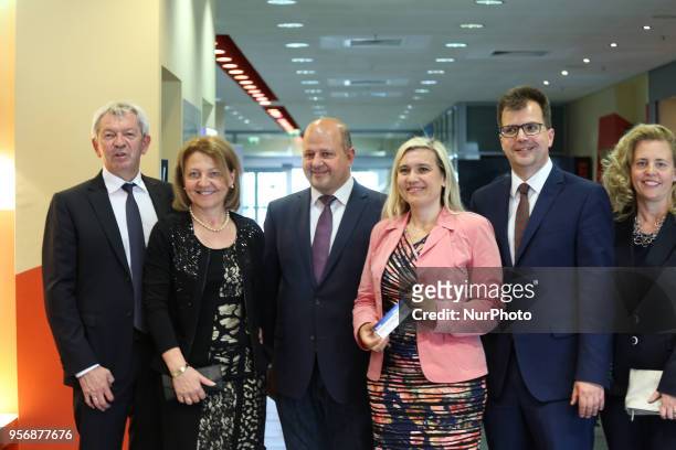 Melanie Huml with Johann Kalb, Christian Lange and others. The Bavarian governor Markus Soeder of the Christian Social Union attended an event called...