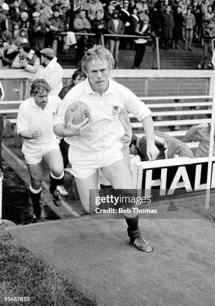 England captain Peter Wheeler leads the team onto the field prior to their match against Canada held at Twickenham, London on 15th October 1983....