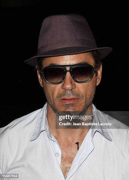 Robert Downey Jr. Arrives at the memorial service for 'DJ AM' Adam Goldstein at The Hollywood Palladium on September 3, 2009 in Los Angeles,...