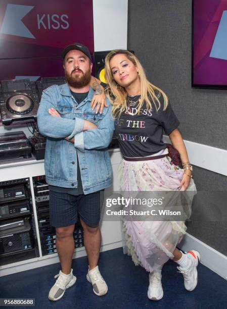 Rita Ora visits Kiss FM Studio's on May 10, 2018 in London, England.