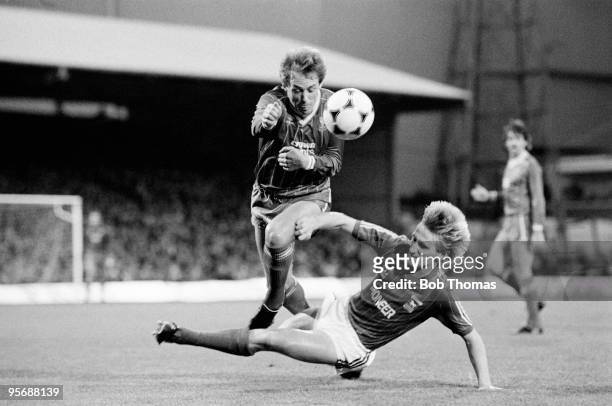 Liverpool's Phil Neal is fouled by Ipswich Town's Trevor Putney during their Division One match held at Portman Road Stadium, Ipswich on 26th...