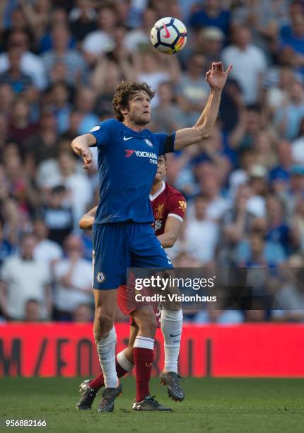 Marcos Alonso of Chelsea during the Premier League match between Chelsea and Liverpool at Stamford Bridge on May 6, 2018 in London, England.