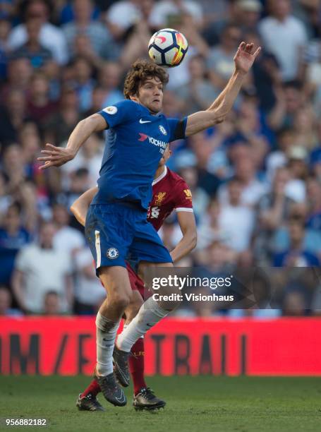 Marcos Alonso of Chelsea during the Premier League match between Chelsea and Liverpool at Stamford Bridge on May 6, 2018 in London, England.