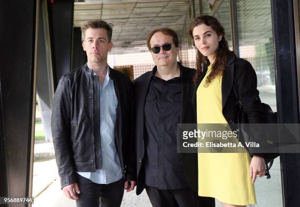 Edoardo Purgatori, director Carlo Carlei and Marina Crialese attend 'Il Confine' photocall on May 10, 2018 in Rome, Italy.