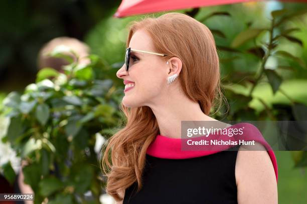 Jessica Chastain at the '355' cocktail party, with DIRECTV and The Hollywood Reporter on the Grey Goose Terrace on May 10, 2018 in Cannes, France.