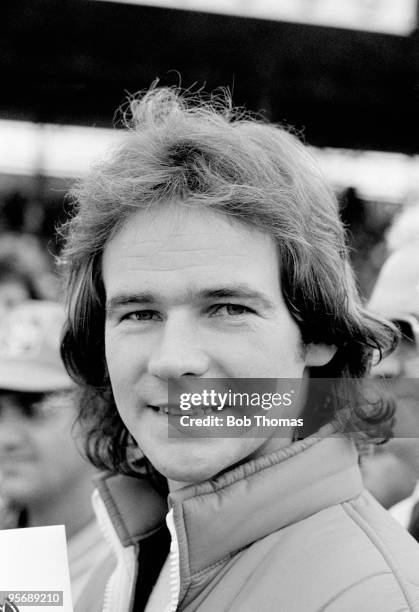 Barry Sheene of Great Britain at Silverstone during the British Motorcycling Grand Prix meeting, August 1977.