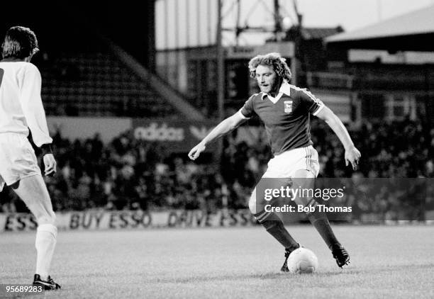 Kevin Beattie in action for Ipswich Town against Northampton Town in their League Cup 2nd round match at Portman Road in Ipswich, 30th August 1977....
