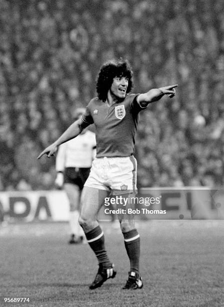 Kevin Keegan in action for England during the friendly International match against West Germany at the Olympic Stadium in Munich, 22nd February 1978....