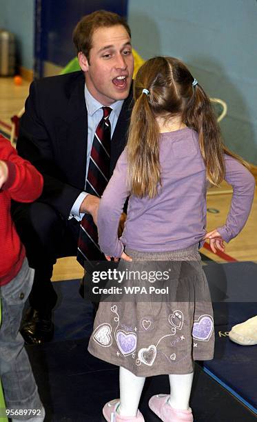 Prince William, meets three year old Maddie Sutton, at Gym Tots play group During his visit to RAF Coningsby, the Prince got the opportunity to sit...