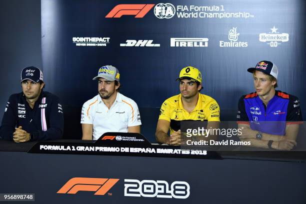 The Drivers Press Conference with Sergio Perez of Mexico and Force India, Fernando Alonso of Spain and McLaren F1, Carlos Sainz of Spain and Renault...