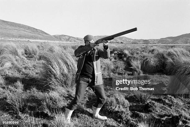 British Lion Colin Deans on a duck and wild pig shoot outside Christchurch the day after the 1st Test Match of the British Lions Rugby Tour of New...