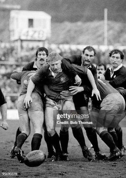 British Lions forward Maurice Colclough holds off New Zealand's Andy Haden during the 3rd Test Match held at Carisbrook in Dunedin on 2nd July 1983....