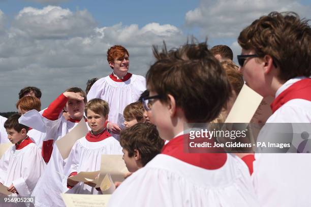 The Choir of St John's College, Cambridge, perform the Ascension Day carol from the top of the Chapel Tower at St John's College, a custom dating...