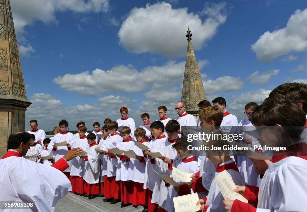 The Choir of St John's College, Cambridge, perform the Ascension Day carol from the top of the Chapel Tower at St John's College, a custom dating...