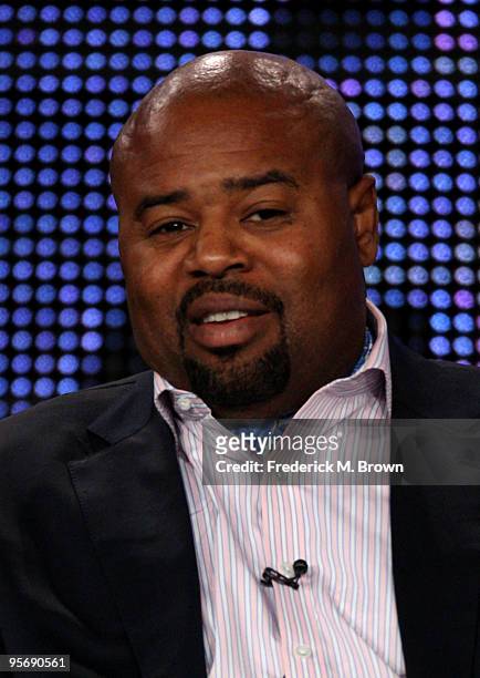 Actor Chi McBride speaks onstage at the FOX "Human Target" portion of the 2010 Winter TCA Tour day 3 at the Langham Hotel on January 11, 2010 in...