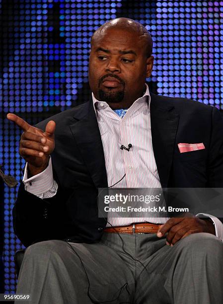 Actor Chi McBride speaks onstage at the FOX "Human Target" portion of the 2010 Winter TCA Tour day 3 at the Langham Hotel on January 11, 2010 in...