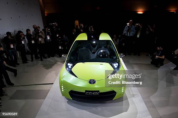 Toyota Motor Corp.'s FT-CH compact hybrid concept car is displayed on day one of the 2010 North American International Auto Show in Detroit,...