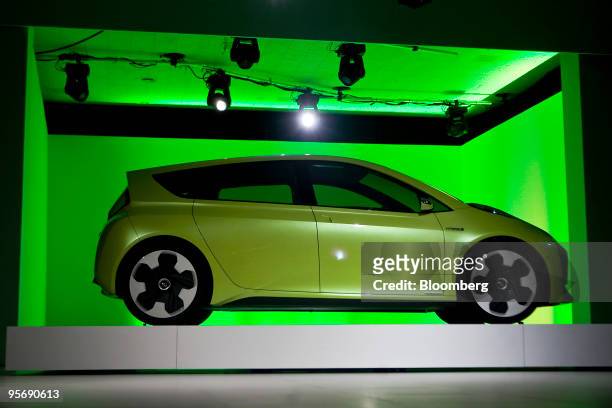Toyota Motor Corp.'s FT-CH compact hybrid concept car is displayed on day one of the 2010 North American International Auto Show in Detroit,...
