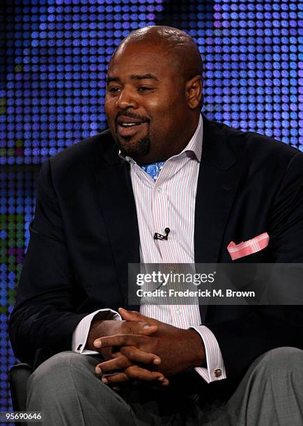 Actor Chi McBride speaks onstage at the FOX "Human Target" portion of the 2010 Winter TCA Tour day 3 at the Langham Hotel on January 11, 2010 in...
