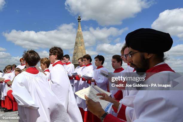 The Choir of St John's College, Cambridge, perform the Ascension Day carol from the top of the Chapel Tower at St John's College, a custom dating...