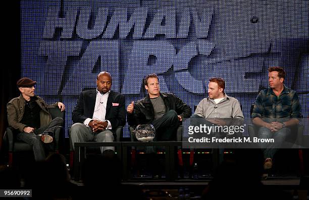 Actors Jackie Earle Haley, Chi McBride, Mark Valley, writer/executive producer Jonathan E. Steinberg and executive producer McG speak onstage at the...