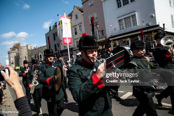 The changing of the guard ceremony takes place through the streets of Windsor ahead of the wedding of Prince Harry and his fiance US actress Meghan...