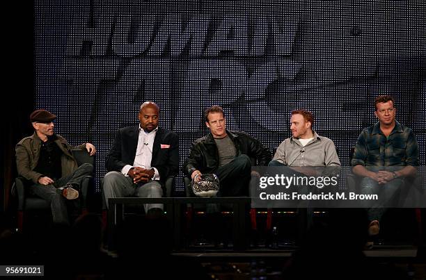 Actors Jackie Earle Haley, Chi McBride, Mark Valley, writer/executive producer Jonathan E. Steinberg and executive producer McG speak onstage at the...