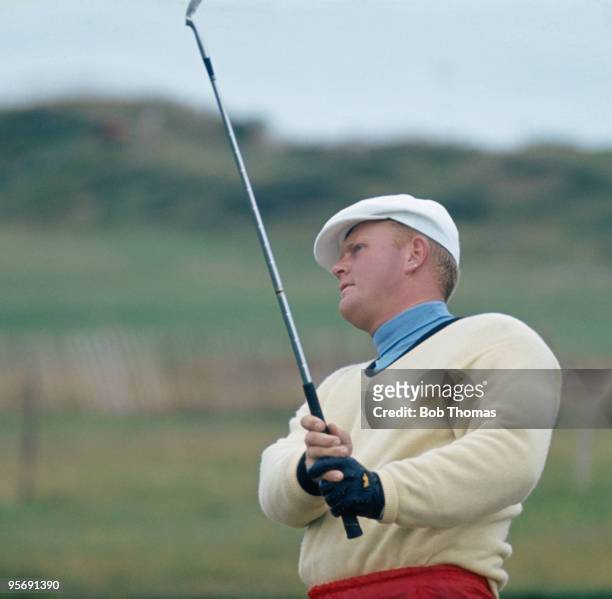 American golfer Jack Nicklaus in action during the British Open Golf Championship at the Royal Birkdale golf course in Southport, July 1965.