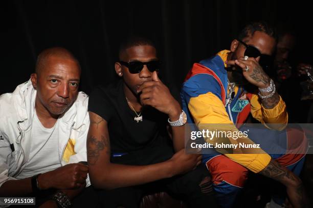 Kevin Liles, BlocBoy JB, and Dave East attend Tee Grizzley's Secret Listening Party at Electric Lady Studio on May 9, 2018 in New York City.