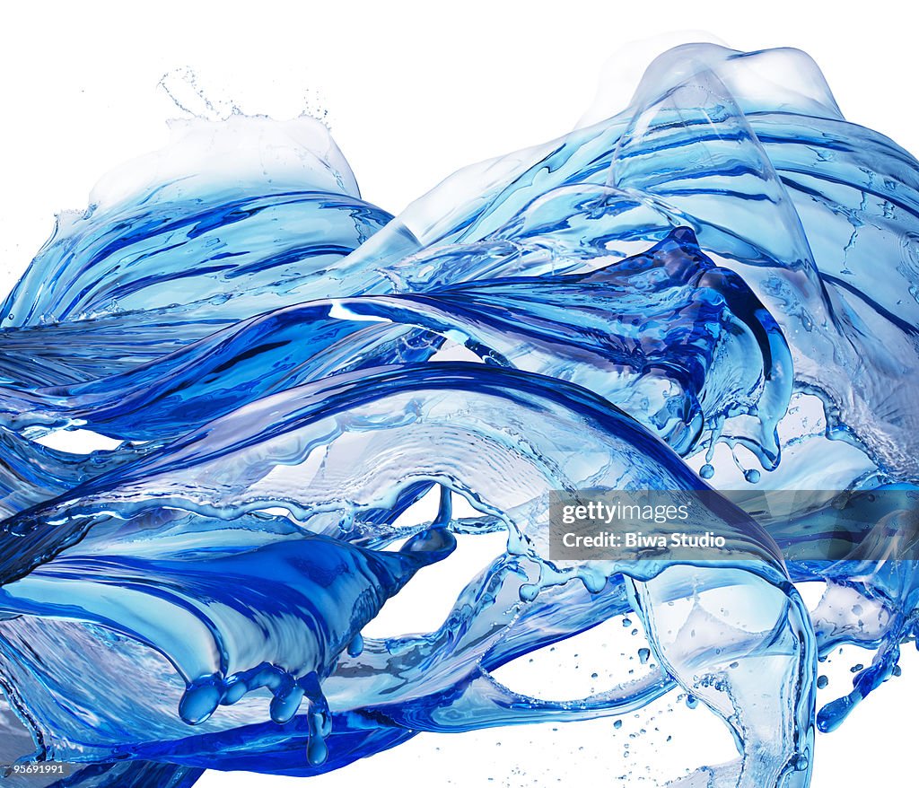 Blue splash water